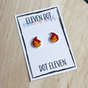 Kawaii Calcifer Fire Flame Ghibli Stud Earrings